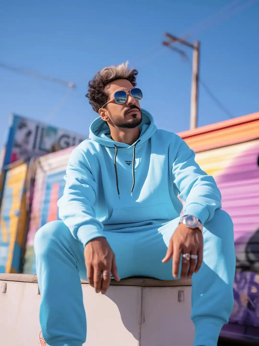|| ICE BLUE THERMAL CO-ORD SET (HOODIE AND JOGGER COMBO) ||