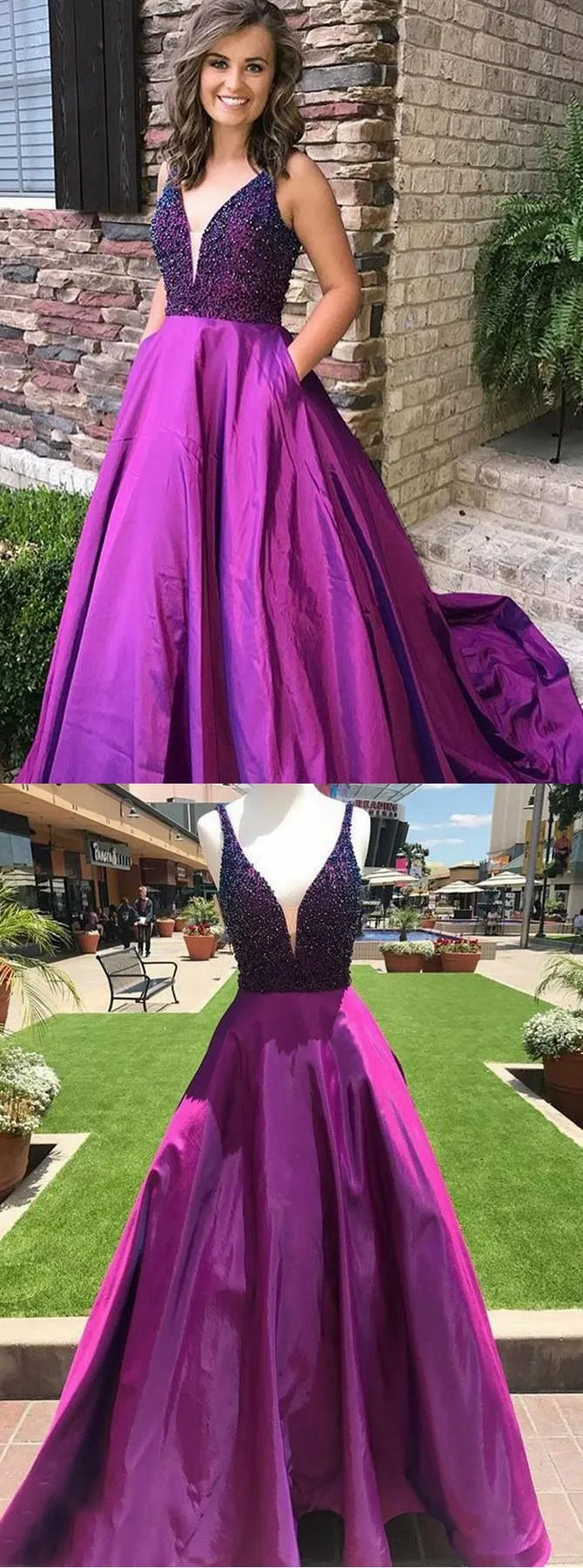 Affordable Prom Dress with Pockets, Evening Dress ,Winter Formal Dress, Pageant Dance Dresses, Graduation School Party Gown, PC0295