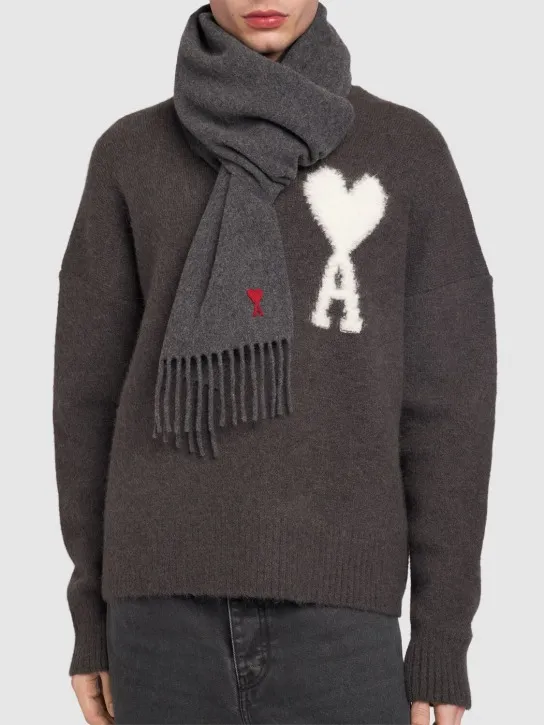 AMI Paris   Adc logo wool scarf 