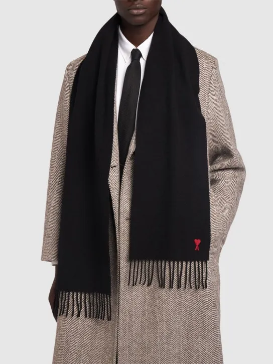 AMI Paris   Adc logo wool scarf 