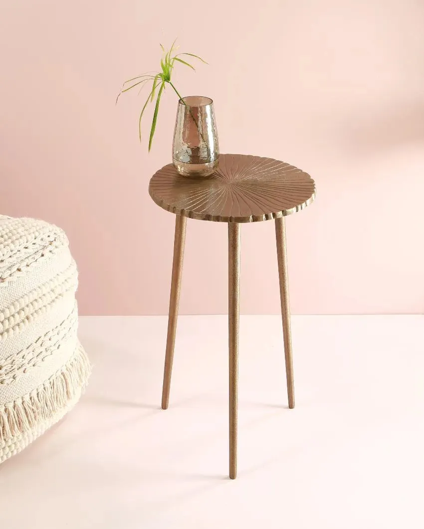 Antique Brass Finish Table with Three Legs | 20 inches
