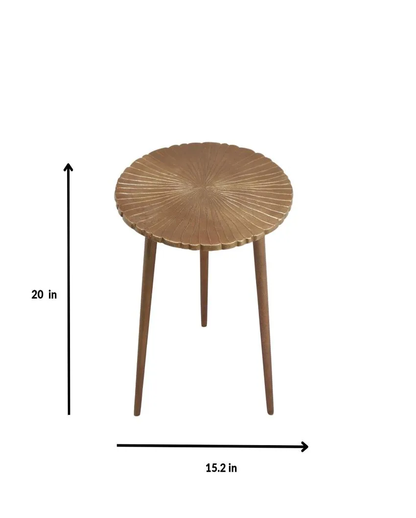 Antique Brass Finish Table with Three Legs | 20 inches