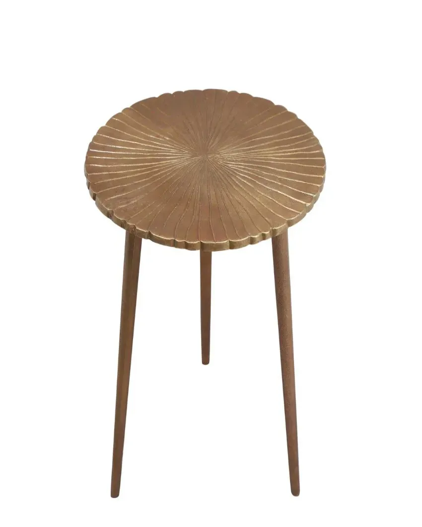 Antique Brass Finish Table with Three Legs | 20 inches
