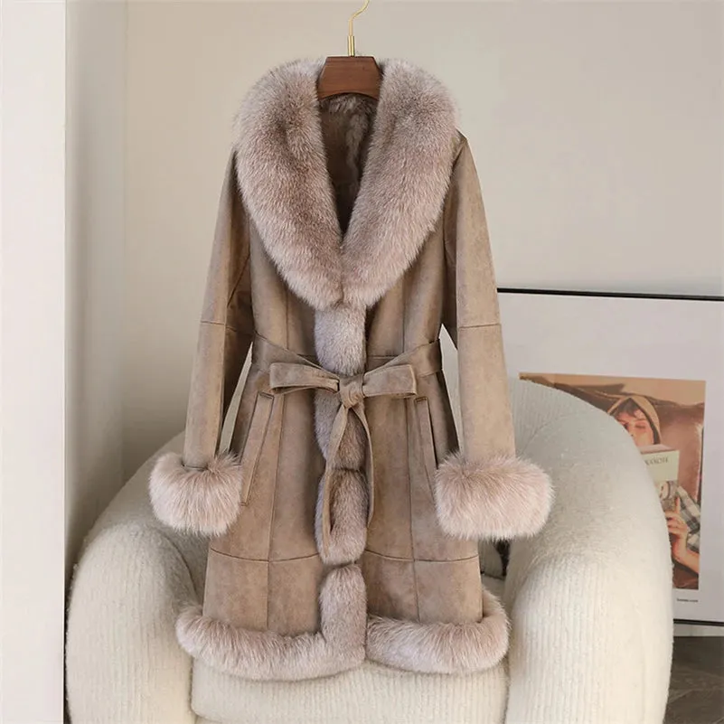 Aorice Winter Long Rabbit Fur Coat- CT275