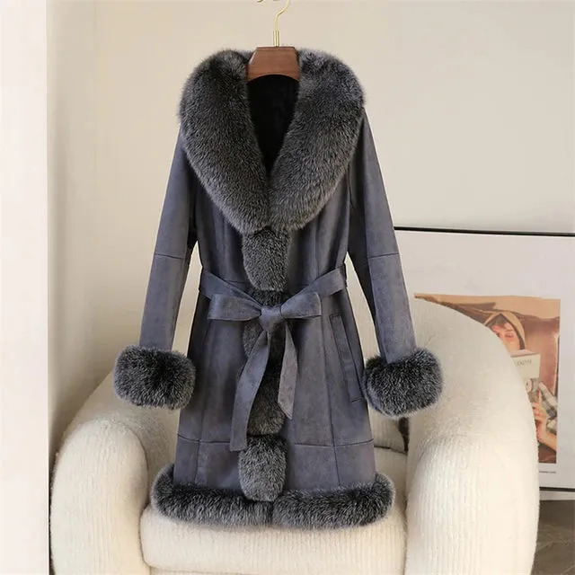 Aorice Winter Long Rabbit Fur Coat- CT275