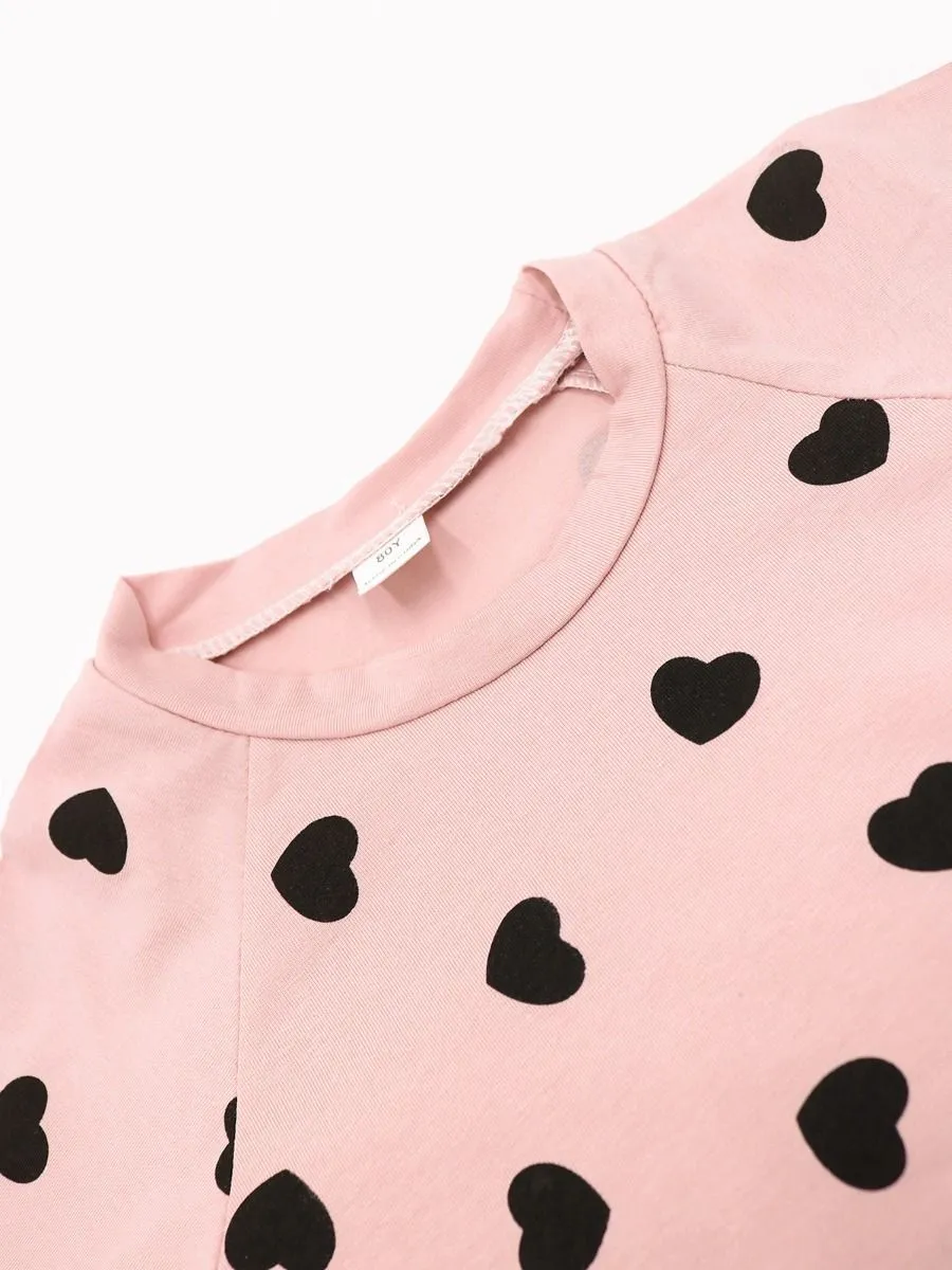 Baby Girls Bodysuit Clothing Outfits Set Love Heart Bodysuit Striped Pants Pink Bowknot Headband