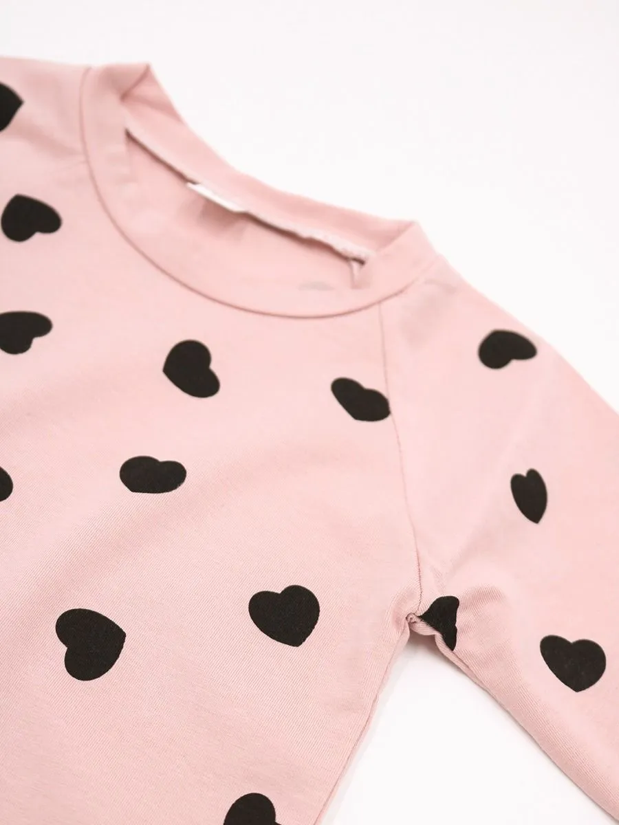 Baby Girls Bodysuit Clothing Outfits Set Love Heart Bodysuit Striped Pants Pink Bowknot Headband