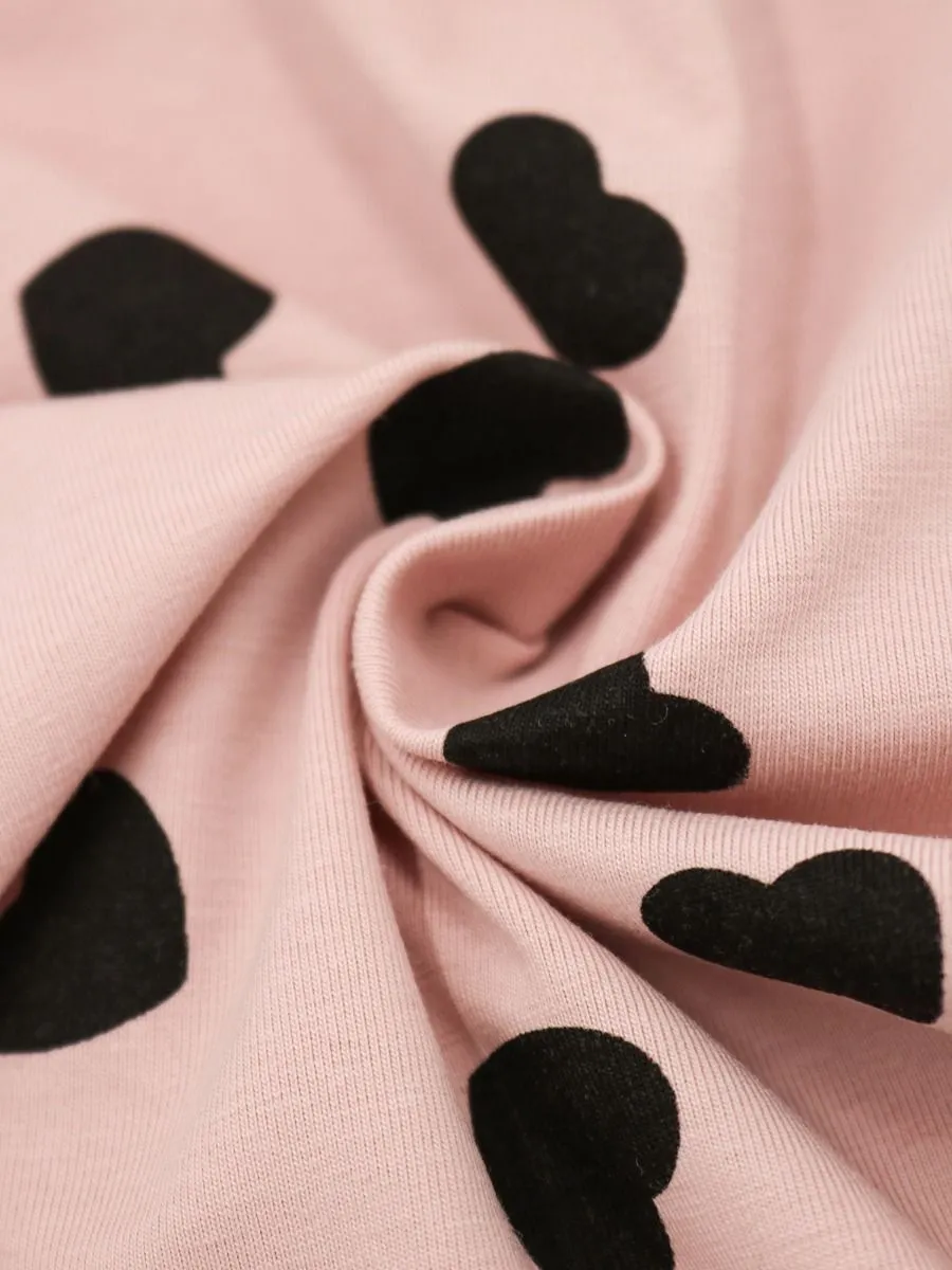Baby Girls Bodysuit Clothing Outfits Set Love Heart Bodysuit Striped Pants Pink Bowknot Headband