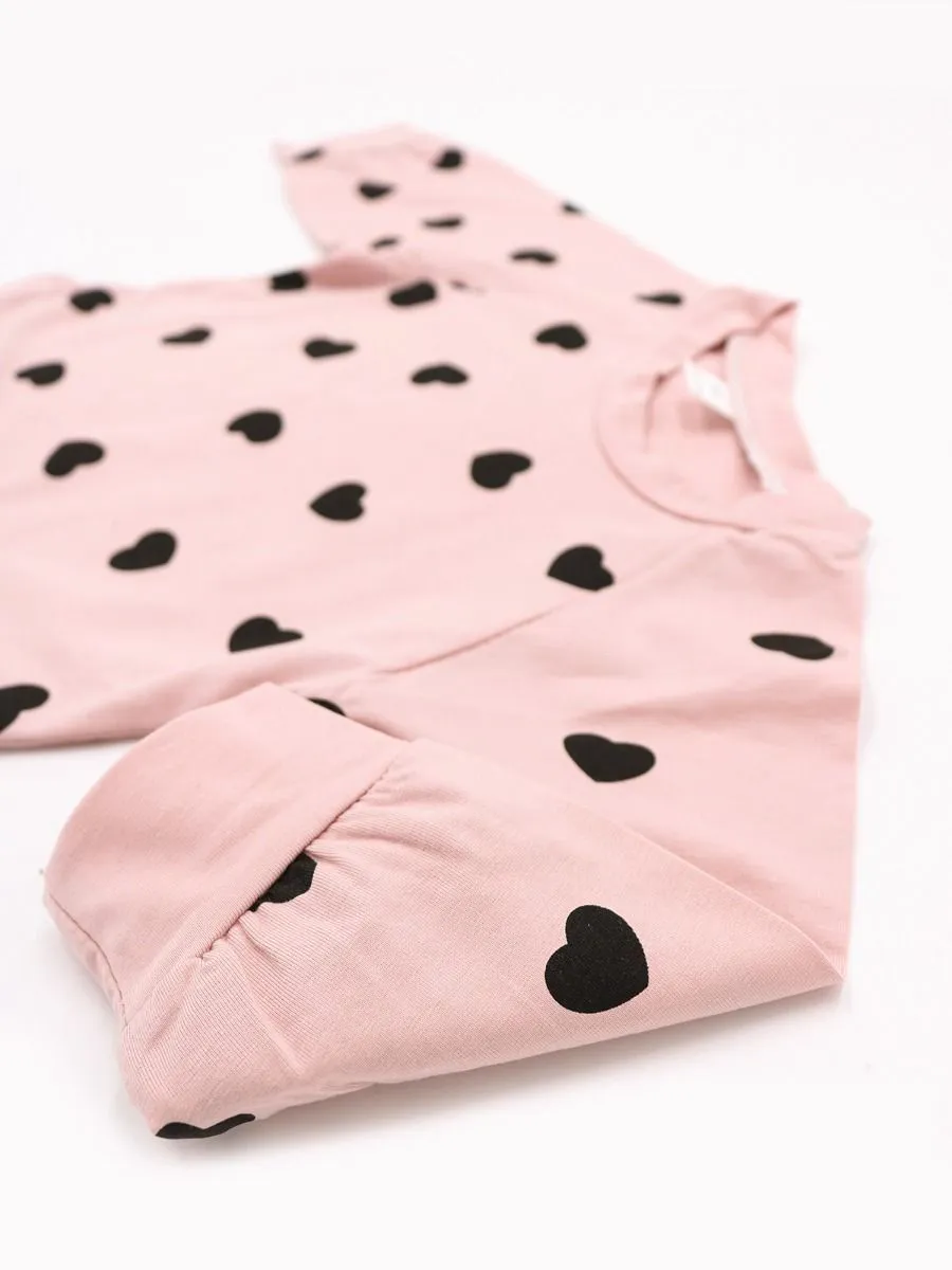 Baby Girls Bodysuit Clothing Outfits Set Love Heart Bodysuit Striped Pants Pink Bowknot Headband