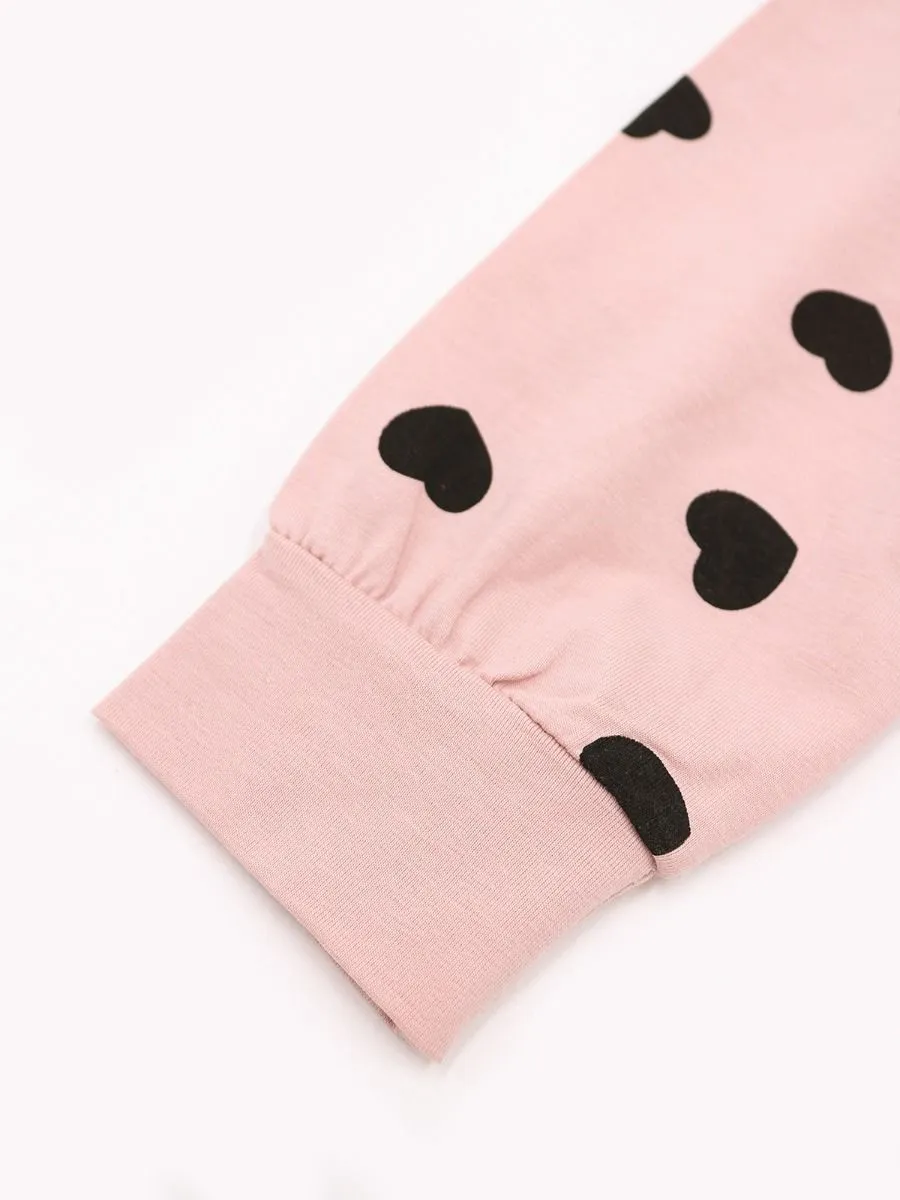 Baby Girls Bodysuit Clothing Outfits Set Love Heart Bodysuit Striped Pants Pink Bowknot Headband