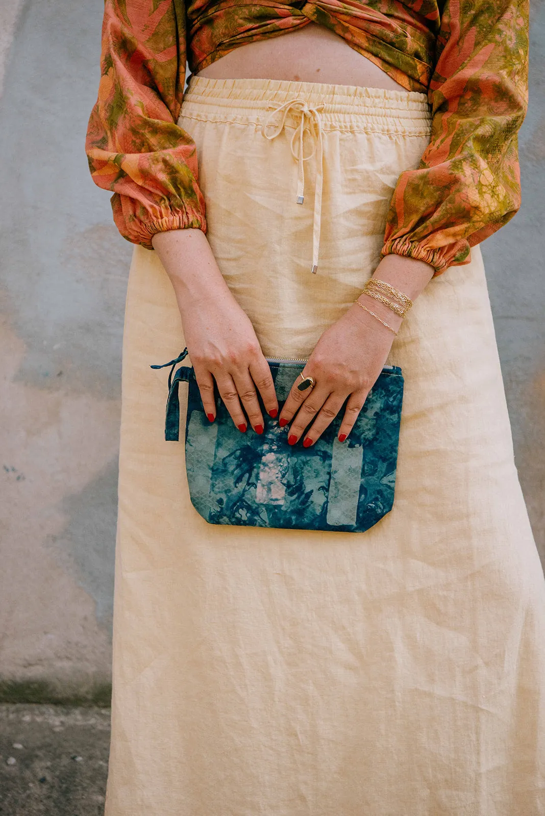 Batik Zipper Clutch - Brushstrokes