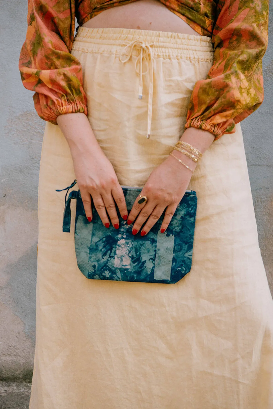 Batik Zipper Clutch - Brushstrokes