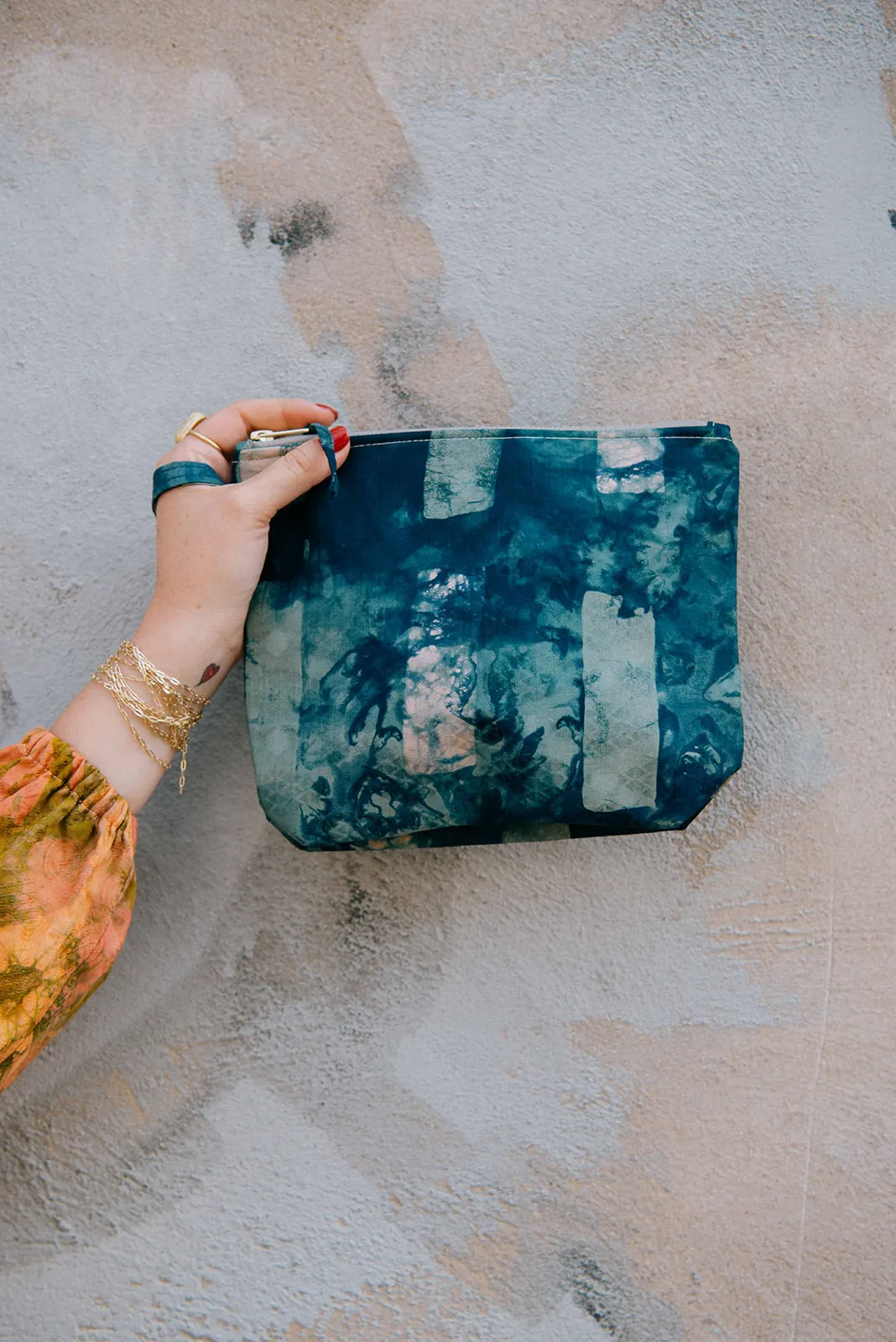 Batik Zipper Clutch - Brushstrokes