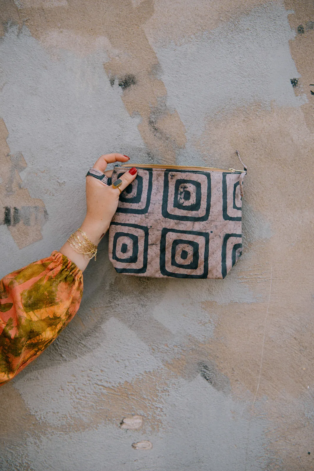 Batik Zipper Clutch - Concrete Jungle