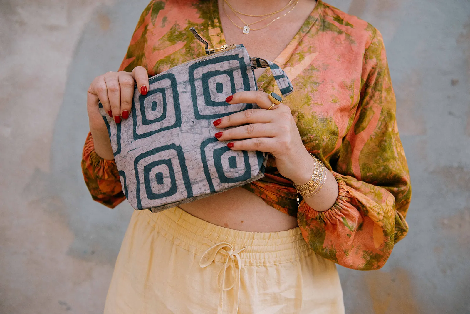 Batik Zipper Clutch - Concrete Jungle