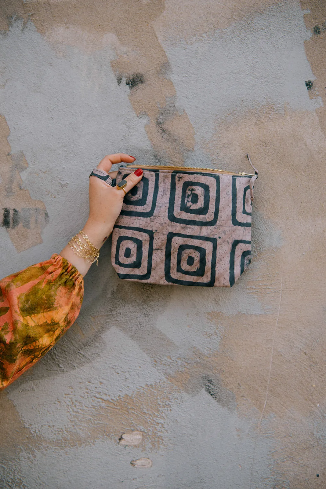 Batik Zipper Clutch - Concrete Jungle