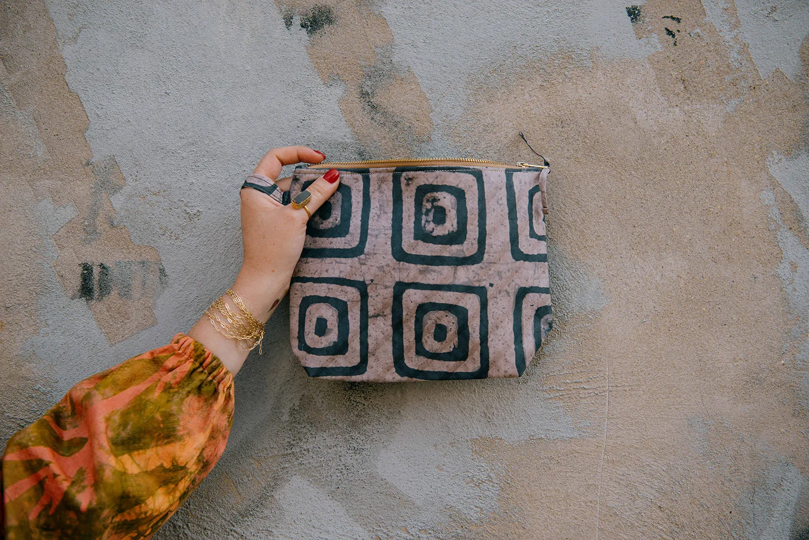 Batik Zipper Clutch - Concrete Jungle