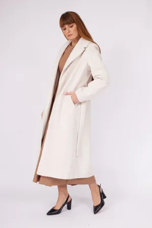 Belted Waist Long Kachet Coat Stone