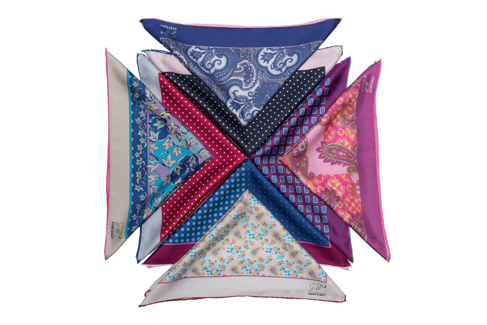 Berlin Paisley Silk Pocket Square, Blue / White