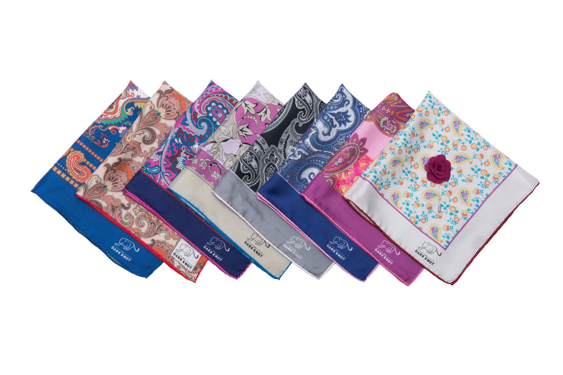 Berlin Paisley Silk Pocket Square, Blue / White