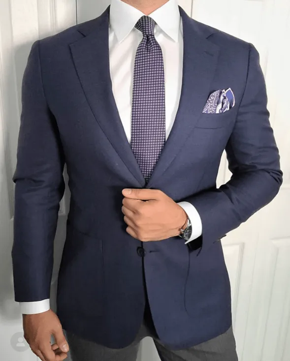 Berlin Paisley Silk Pocket Square, Blue / White
