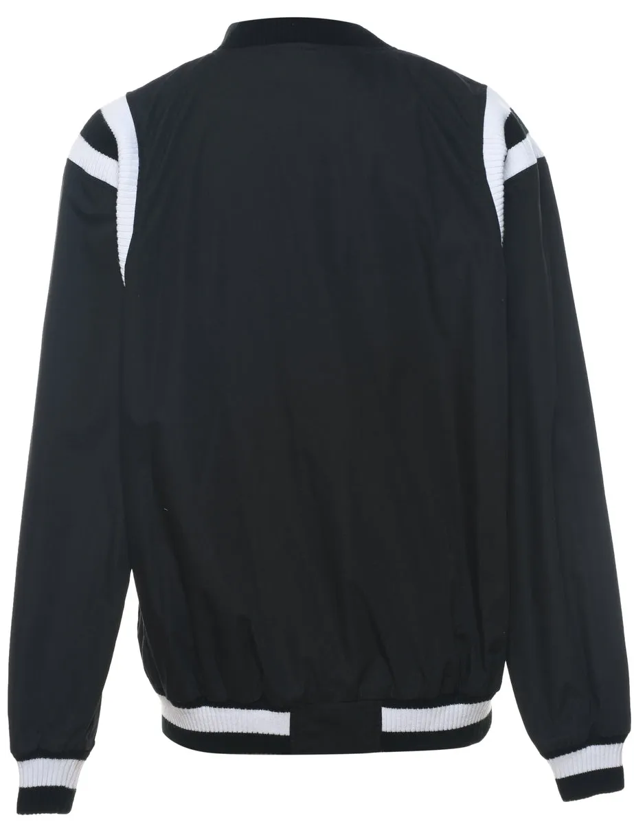 Black & White Zip-Front Bomber Jacket - S