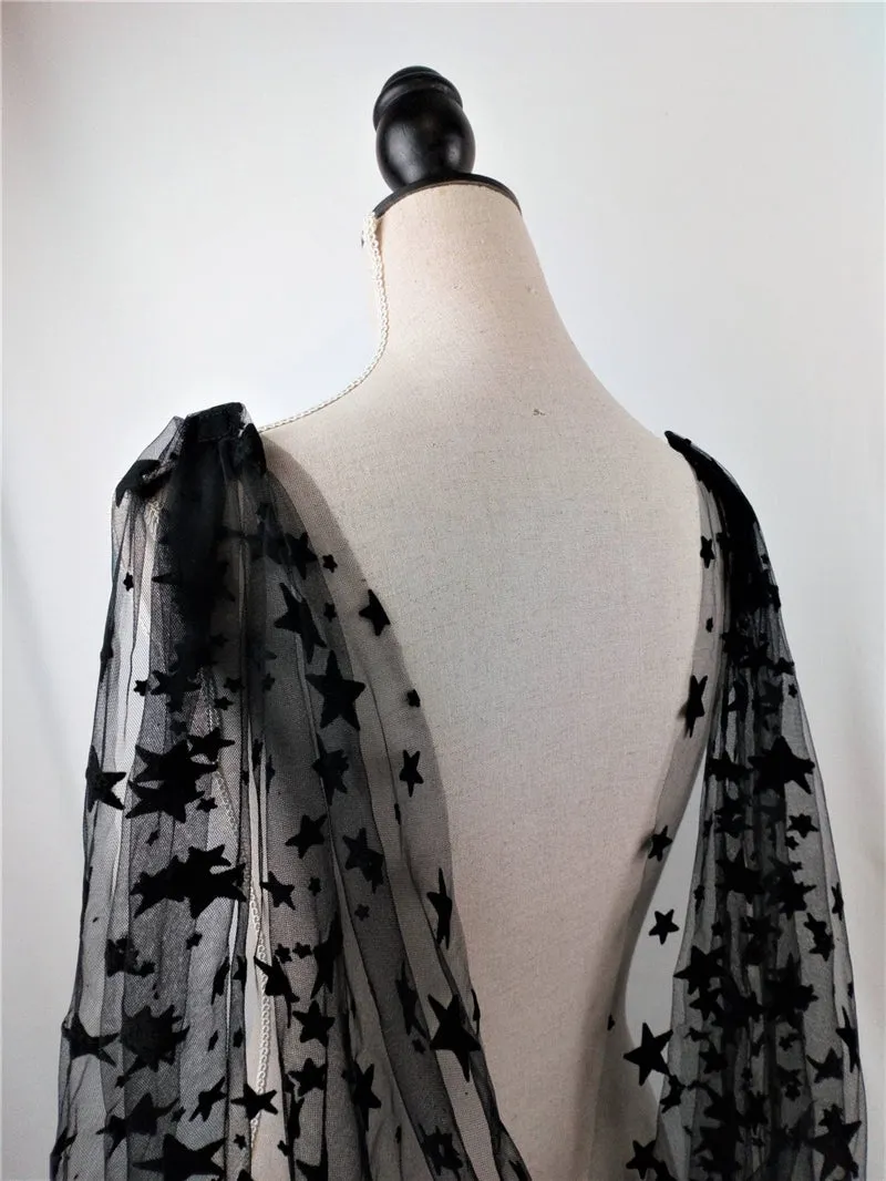 Black Bridal Veil Cape