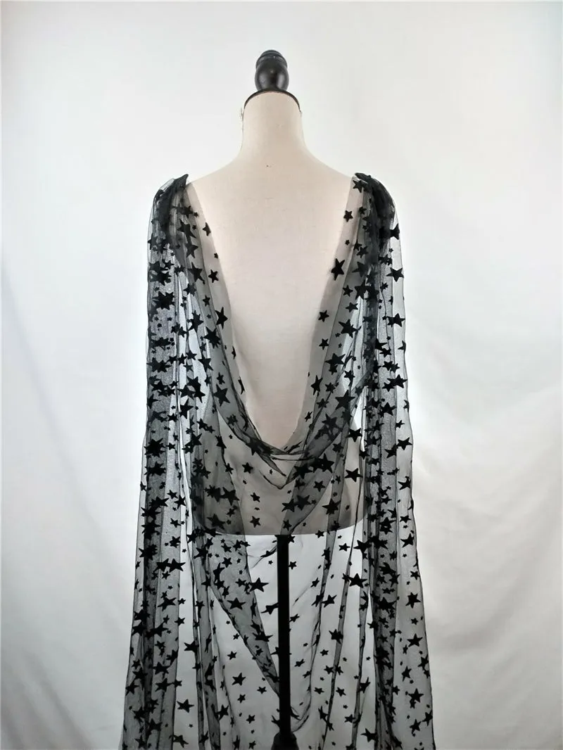 Black Bridal Veil Cape