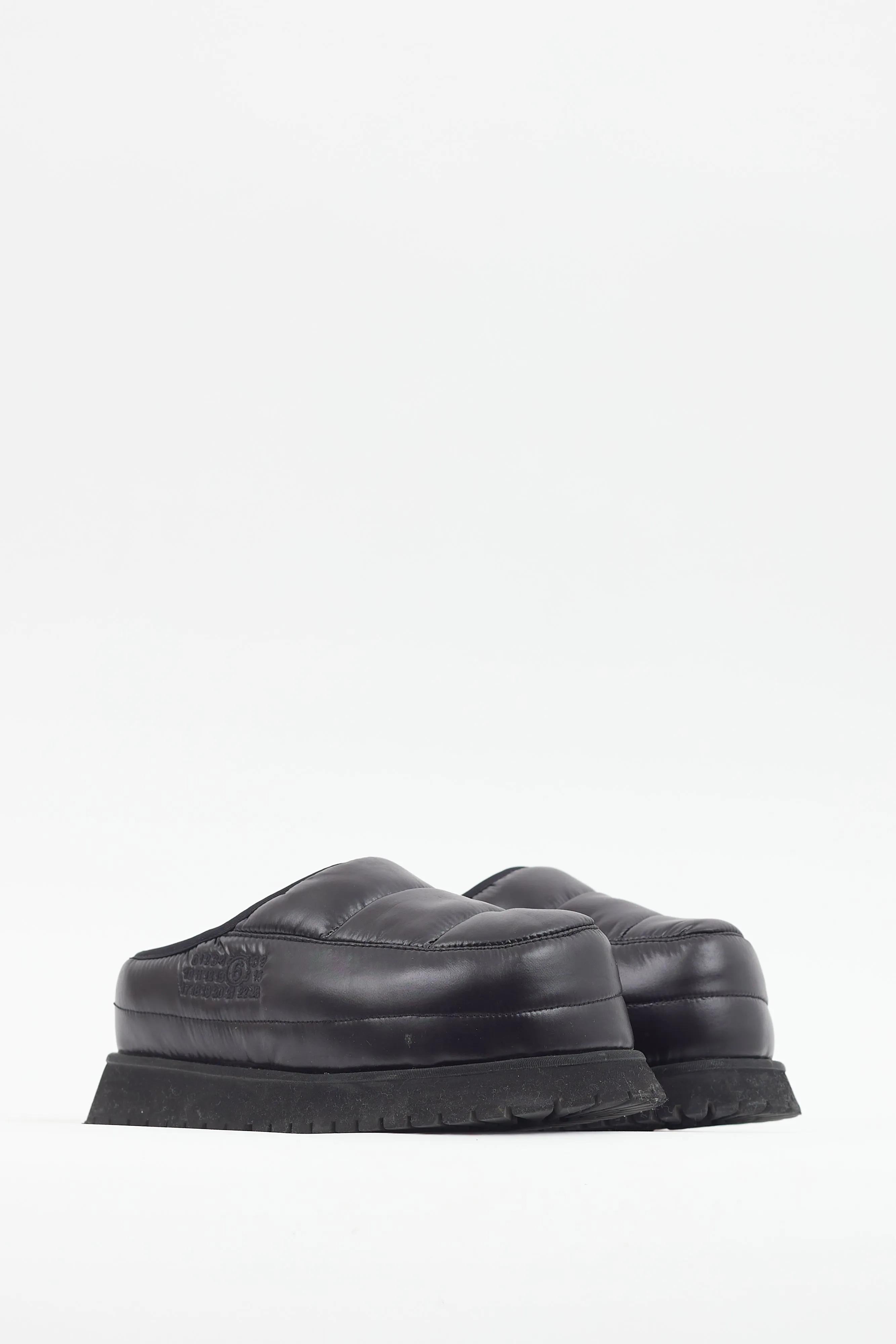 Black Padded Platform Mule