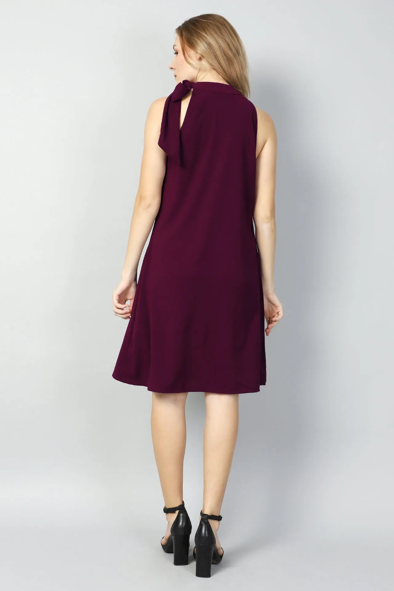Boat Neck -Tie UP A-Line Dress