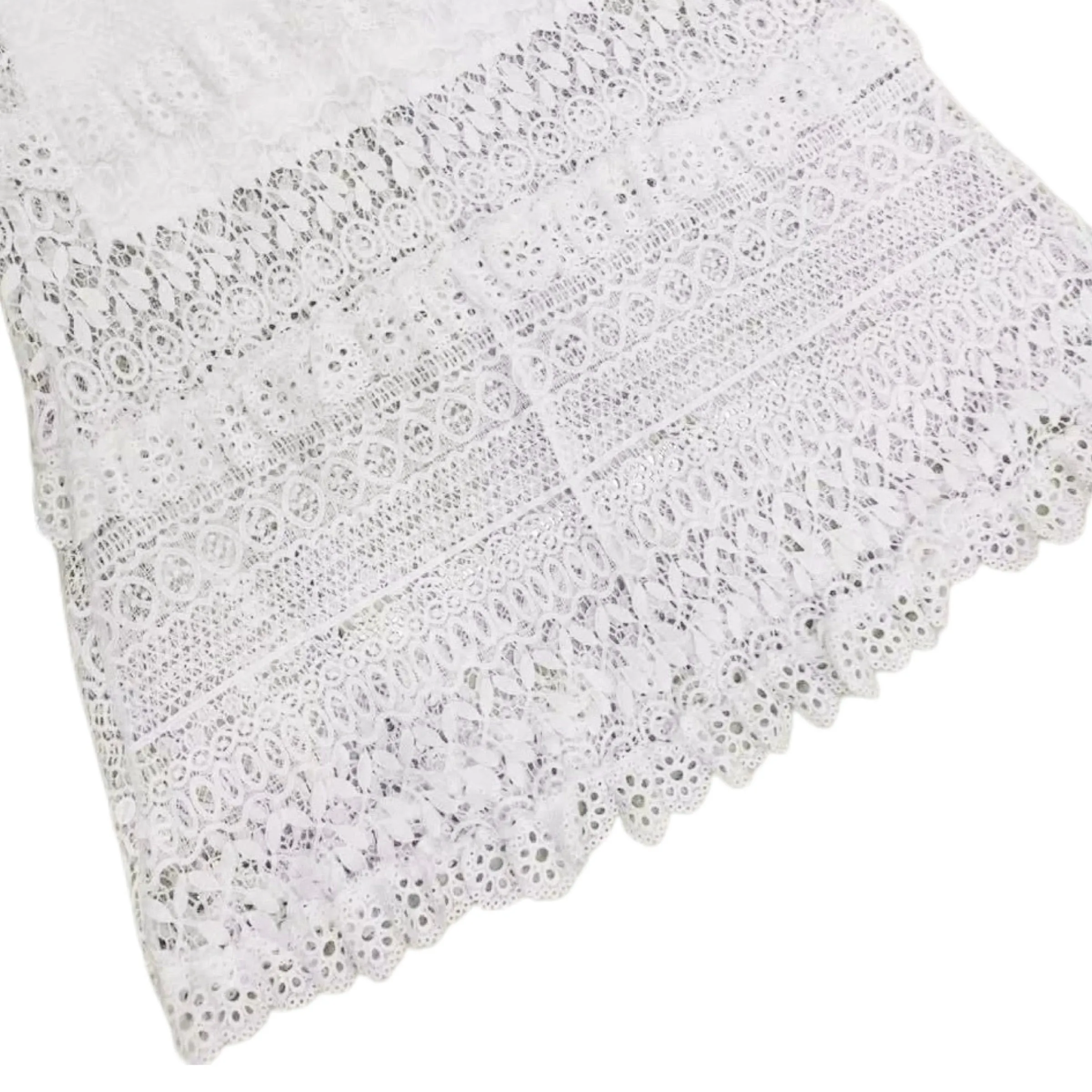 Boho Laced Maxi Dress Long Sleeved Mini Ruffles Color White Size S, M, L, XL, XXL, 3XL