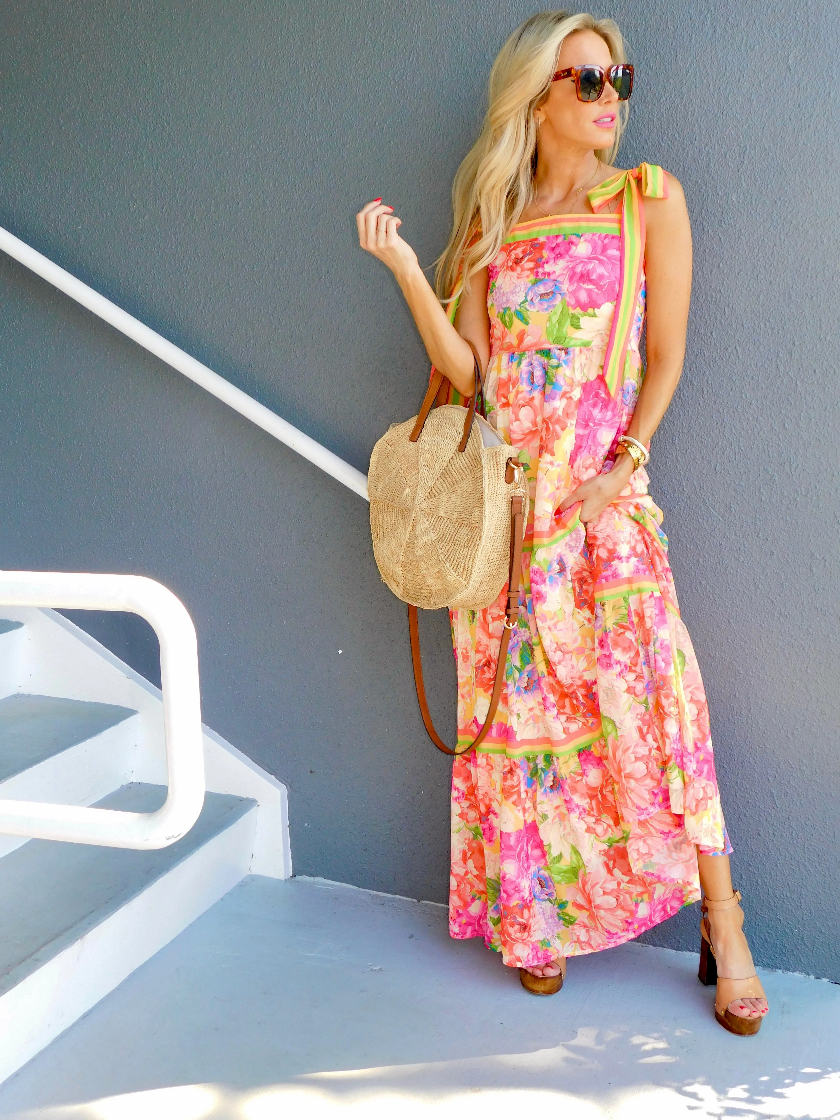 Botanical Print Maxi Dress