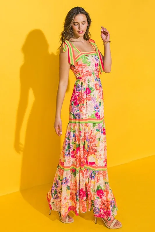 Botanical Print Maxi Dress