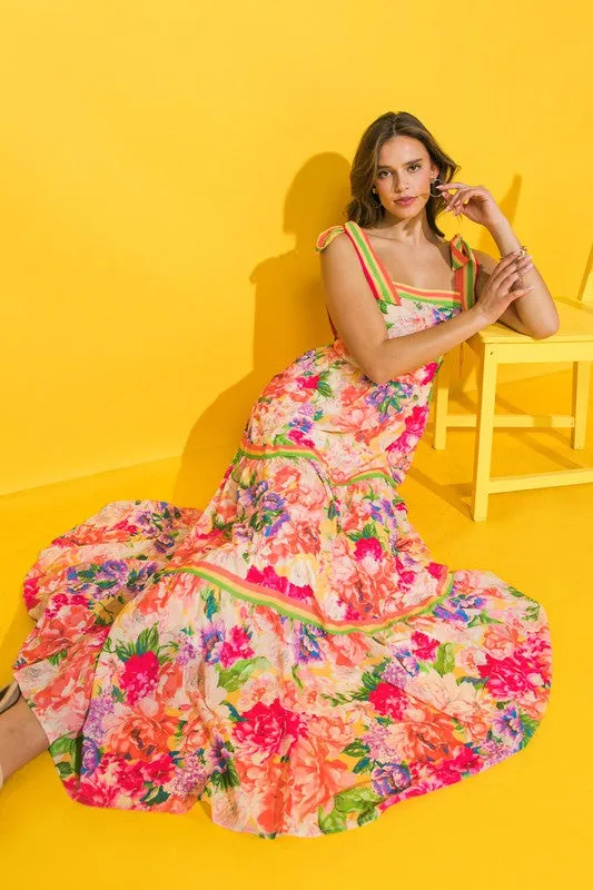Botanical Print Maxi Dress