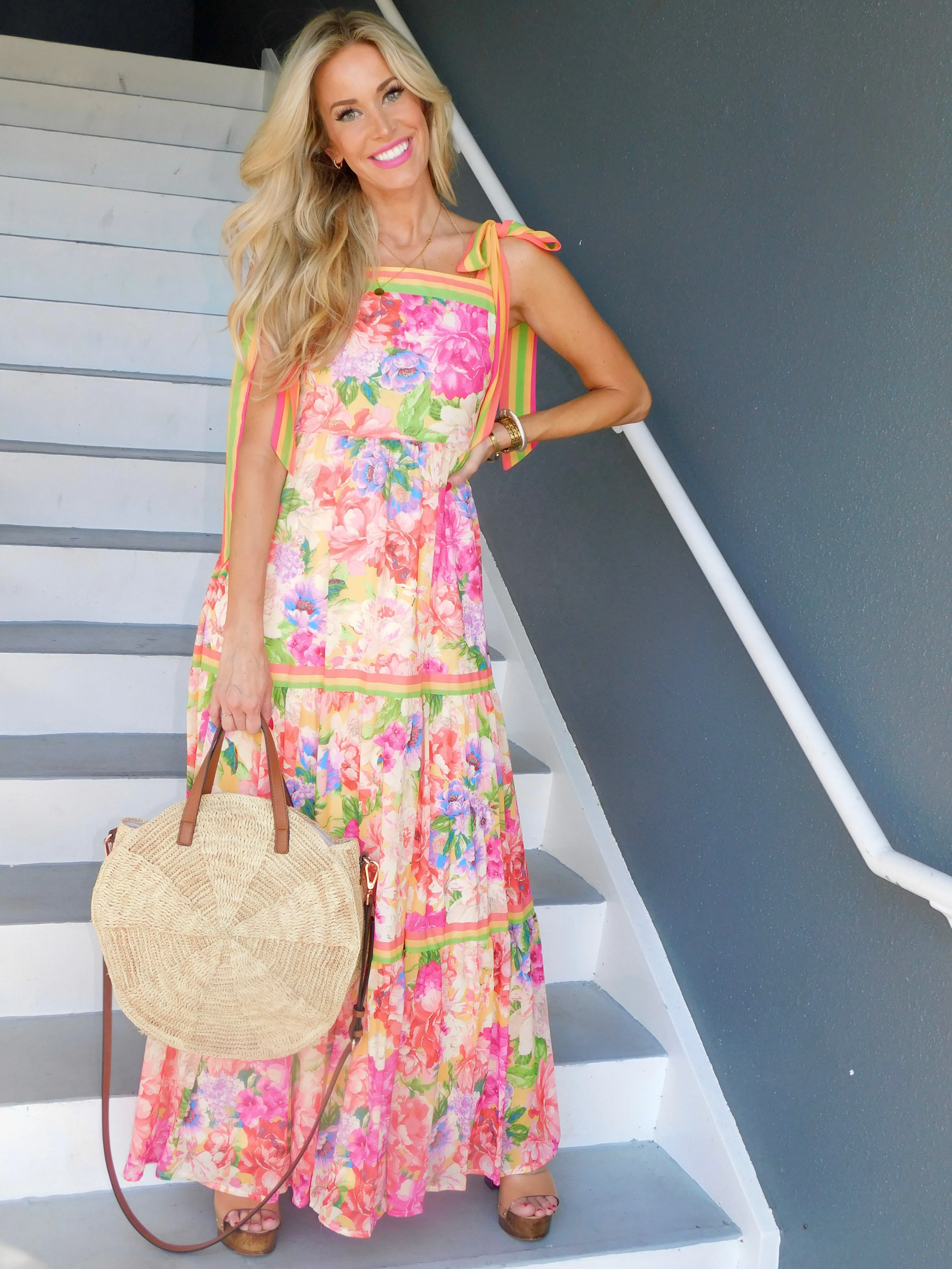 Botanical Print Maxi Dress