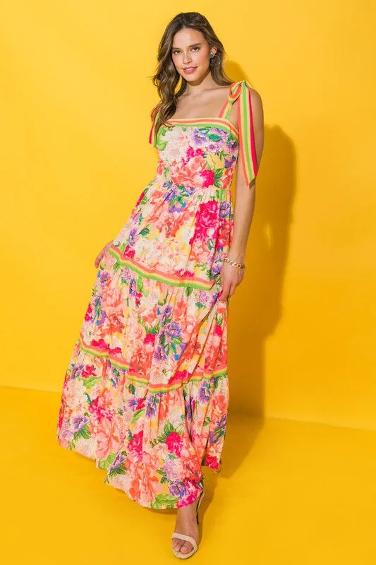 Botanical Print Maxi Dress
