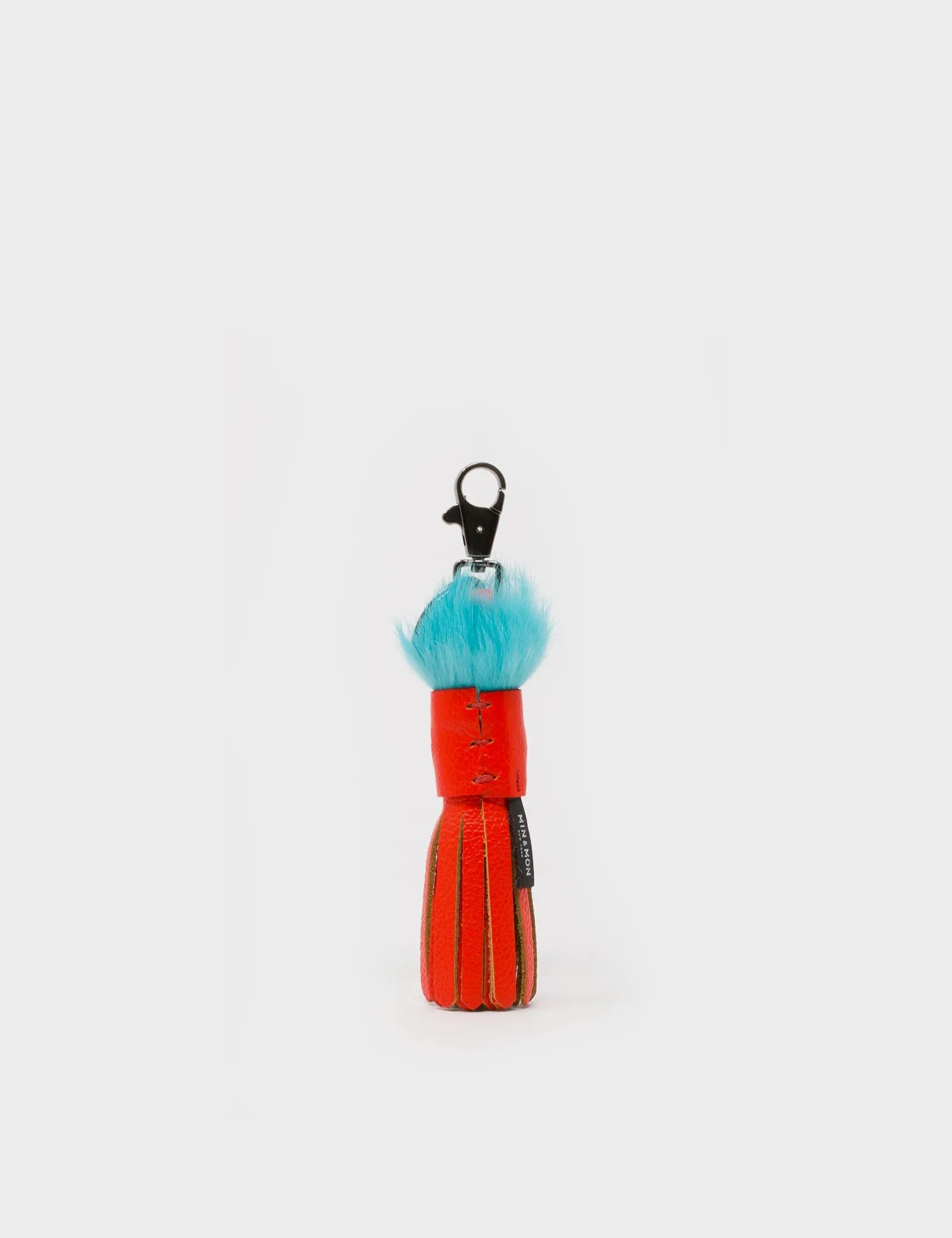 Callie Marie Mayne - Fiesta Red Leather and Blue Fur Keychain