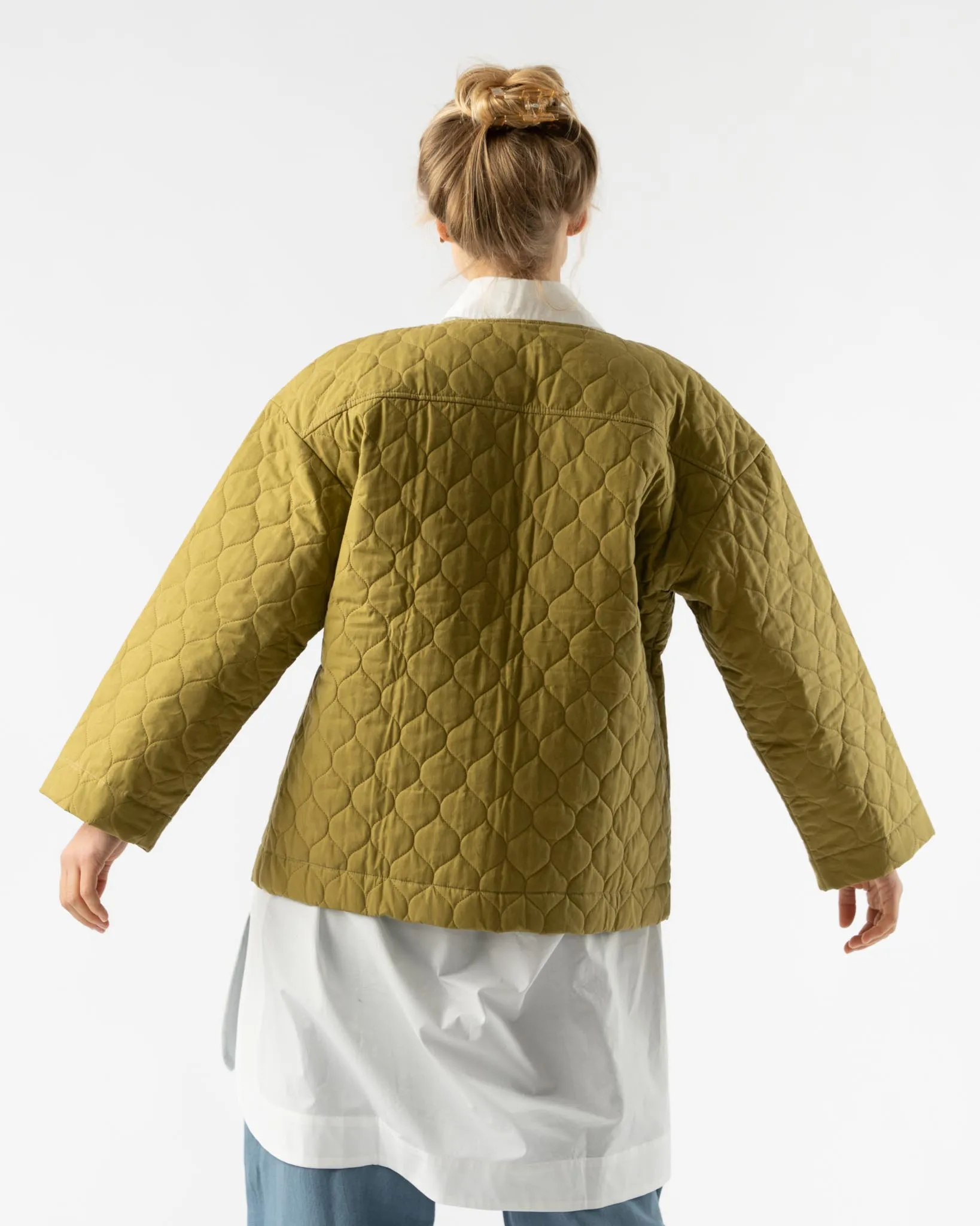 Cawley Quilted Oilskin Liner Jacket in Seaweed Salad