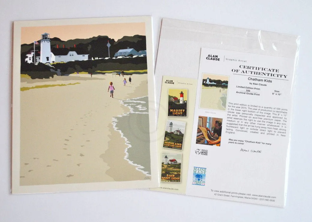 Chatham Lighthouse Kids Art Print 8" x 10" Wall Poster By Alan Claude - Massachusetts