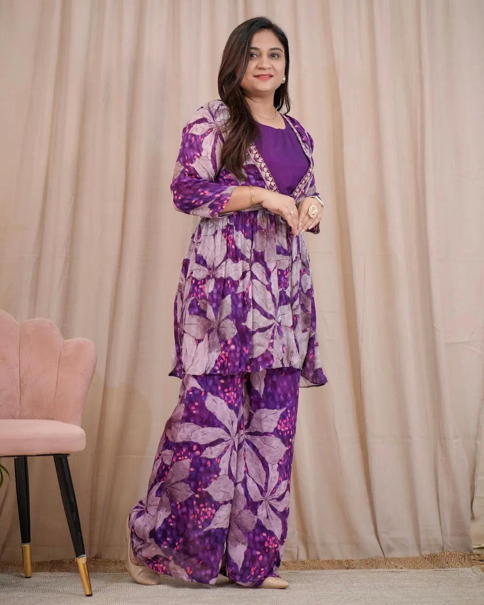 Chinnon Floral Indowestern Set