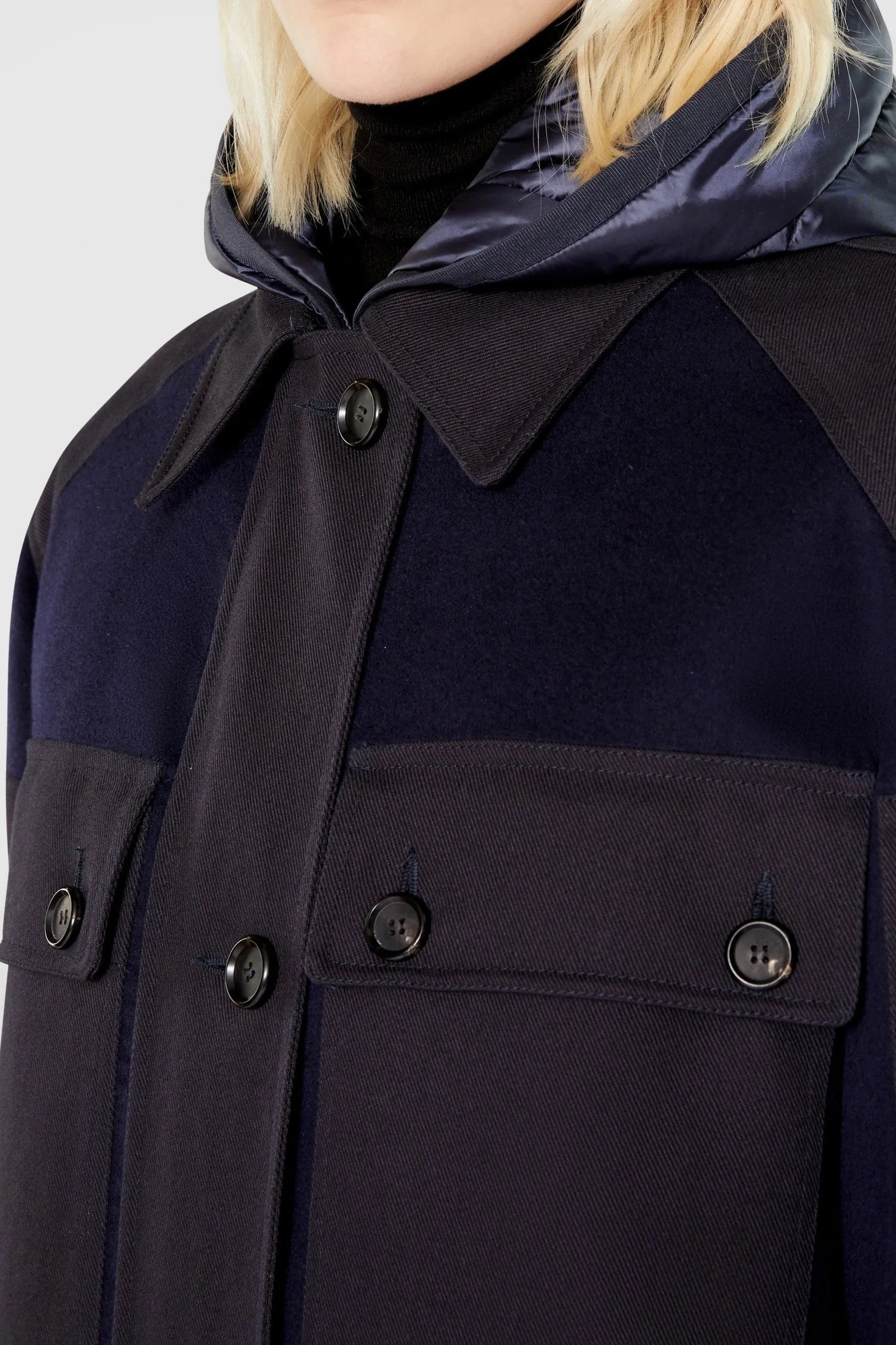 Coat with inner hooded padded jacket