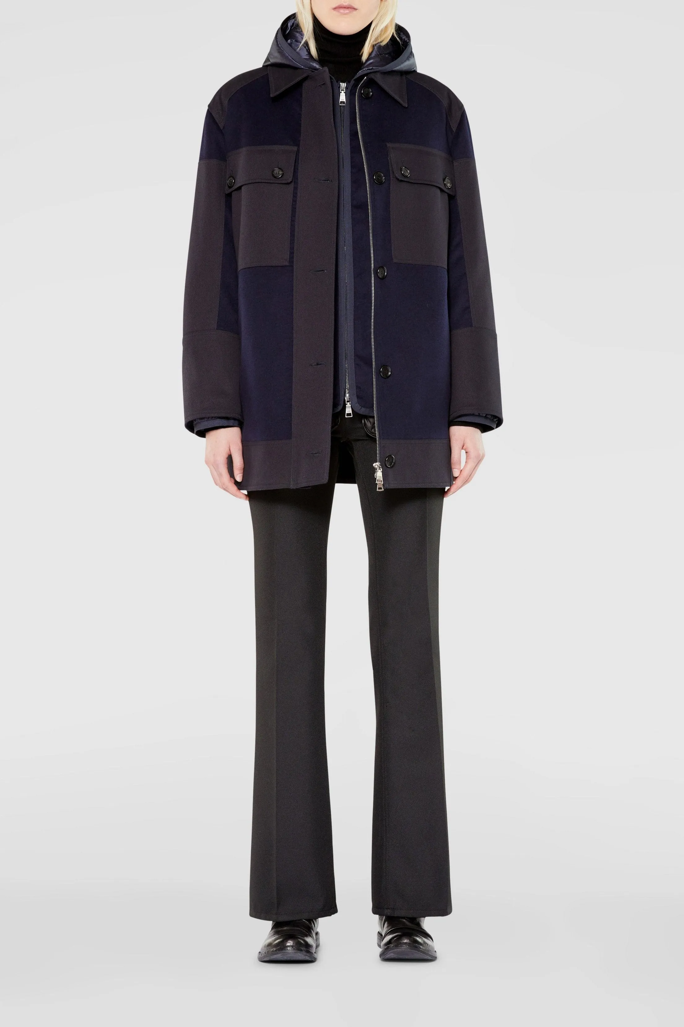 Coat with inner hooded padded jacket