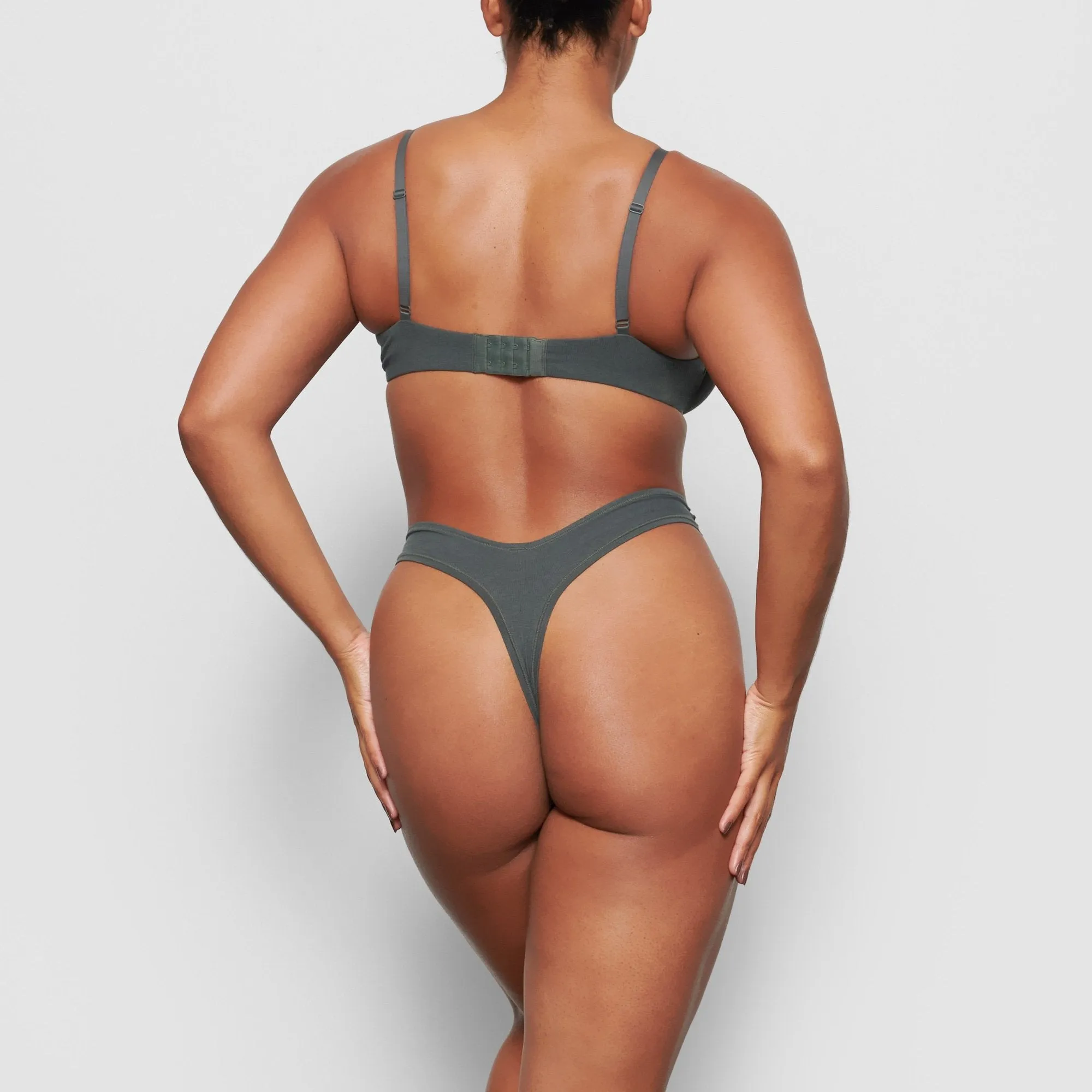 COTTON JERSEY DIPPED THONG | DEEP SEA