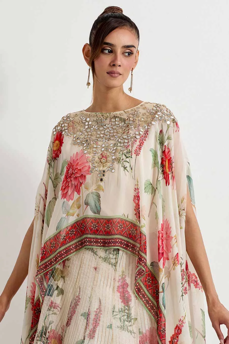 Daisy Embroidered Cape & Lehenga Skirt Set