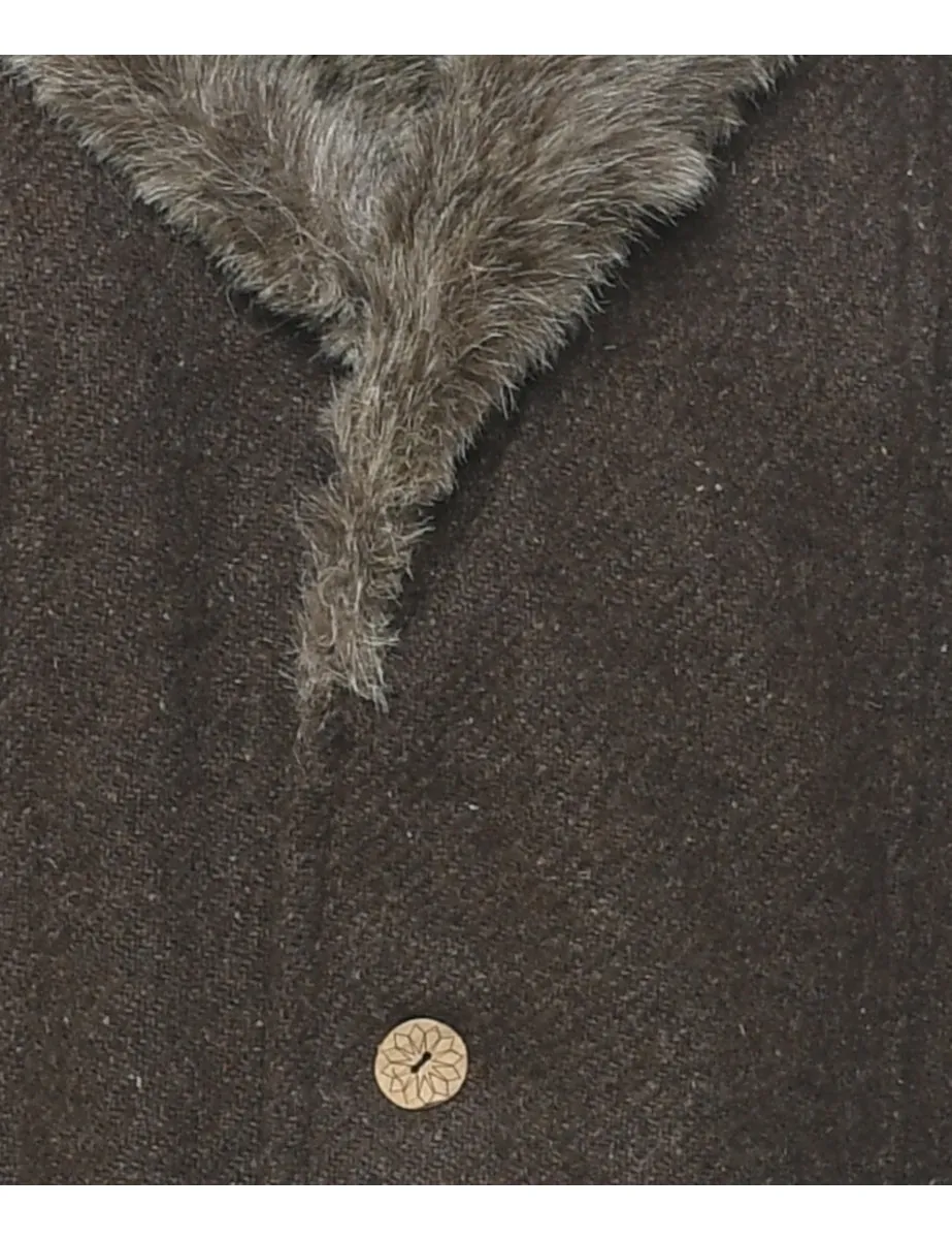 Dark Brown Wool Coat - M