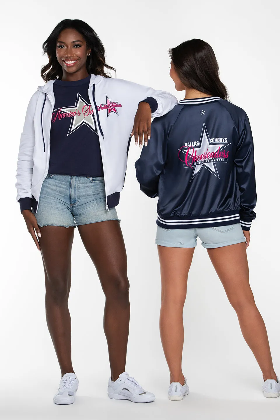 DCC Satin Bomber Jacket in Navy