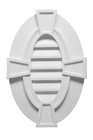 Decorative Louver Vertical Oval with Flat Trim and Keystones