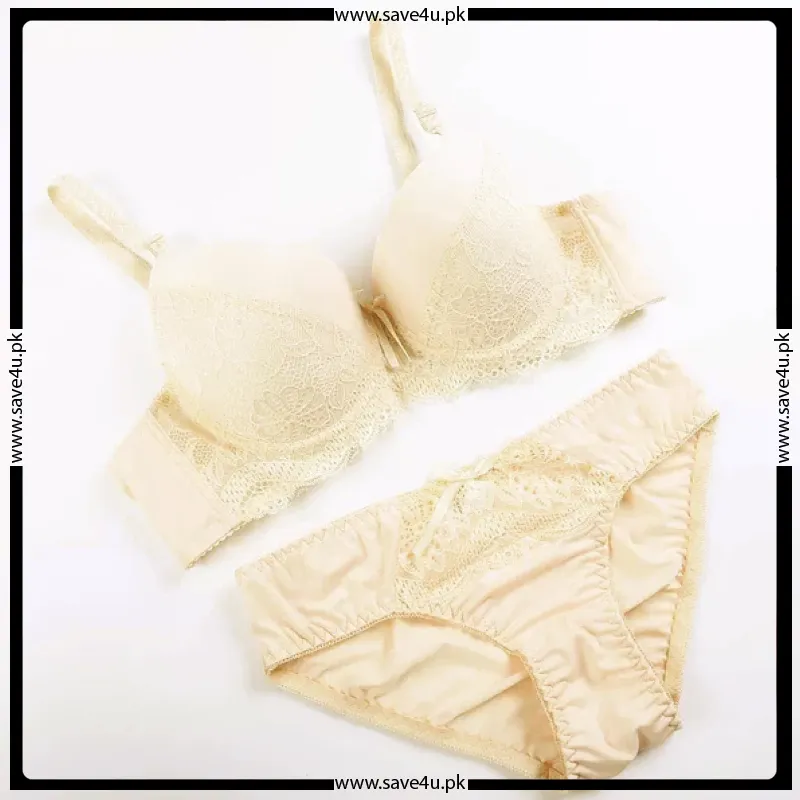 Double Padded Lace Trim Design Bra Set