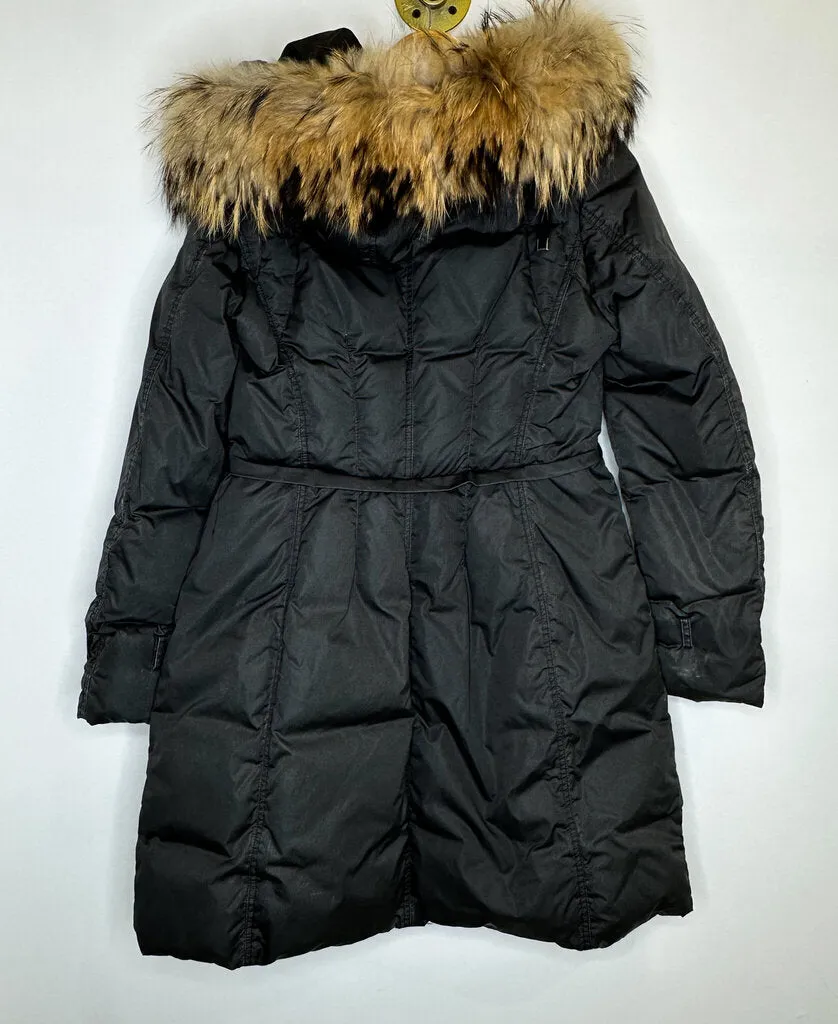 Down Puffer Coat with Fur Collar