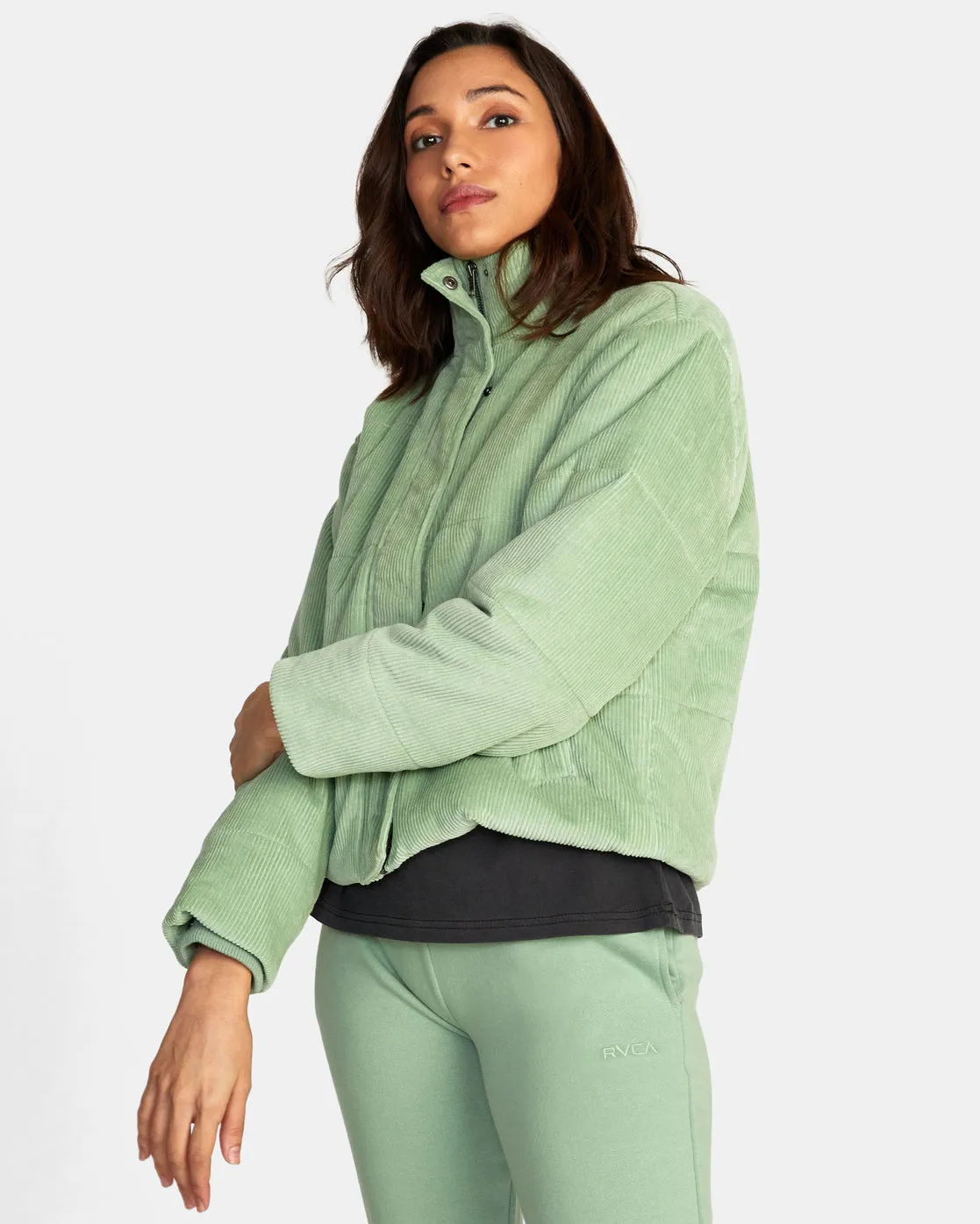 Eezeh Corduroy Puffer Jacket - Basil